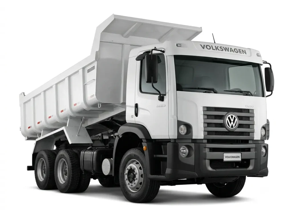 Arriendo de camiones tolva Volkswagen y Shacman para retiro de escombros, movimiento de tierras y transporte de áridos. Cotice con Servisan.